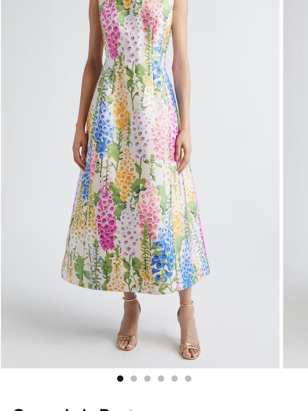 $6700 Sleeveless Floral Midi Dress in White with Multicolor Print - Picture 5 of 5